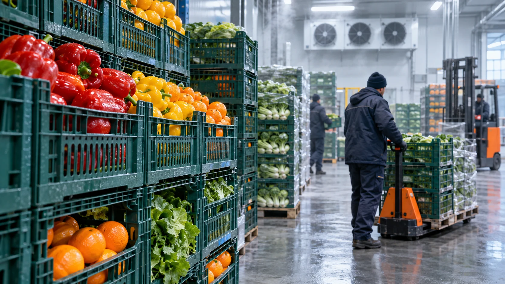 Fresh produce prepared for temperature-sensitive cargo handling